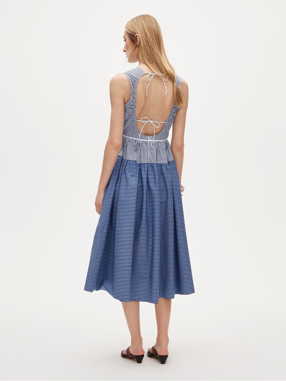 NWT J. Crew Open-back Dress in Mixed Gingham Print Size 8 - Picture 2 of 7